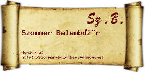 Szommer Balambér névjegykártya